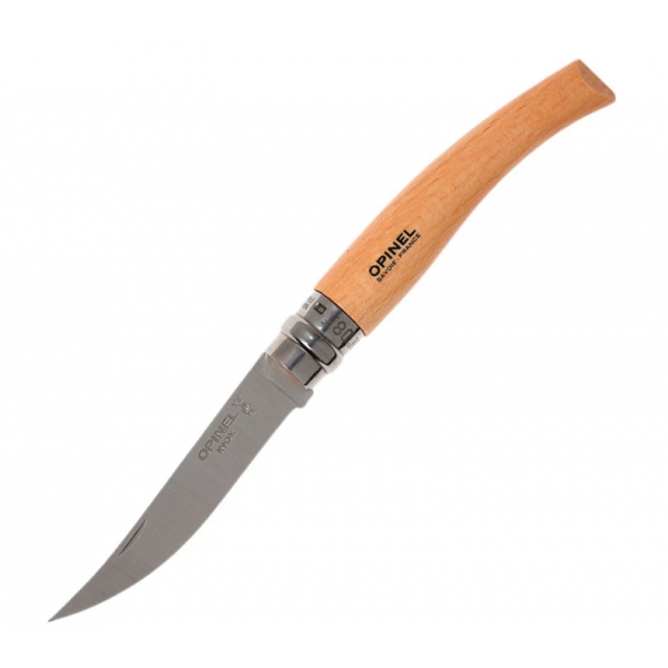 Нож филейный OPINEL №8, нержавеющая сталь, рукоять из дерева бука